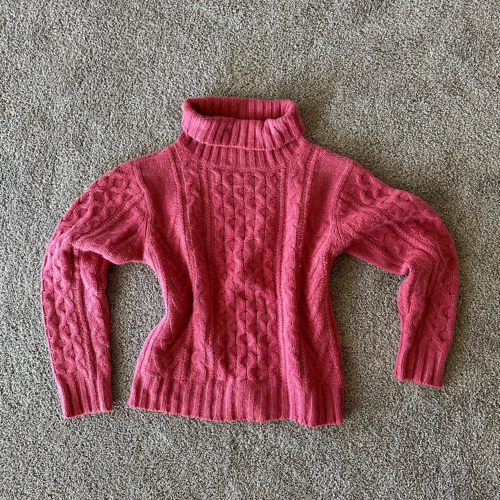 VTG Tasso Wool Angora Cable knit Chunky Fisherman Turtleneck Sweater Cabincore